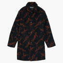 Supreme Script Logos Wool Overcoat Black
