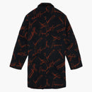 Supreme Script Logos Wool Overcoat Black