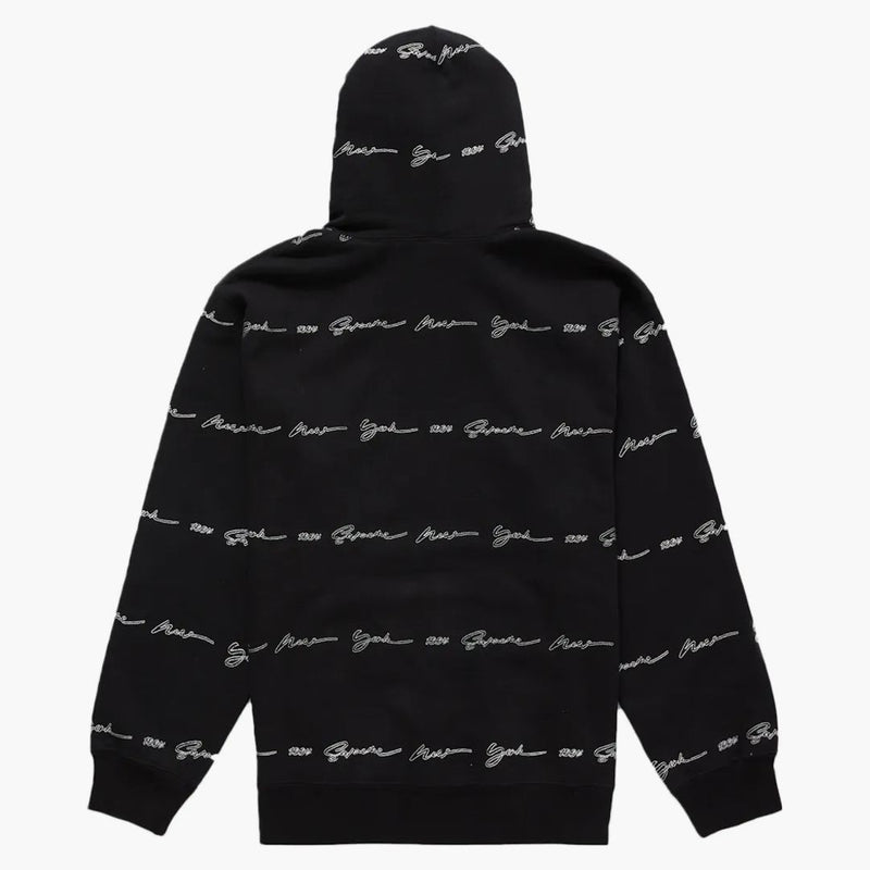 Supreme Script Stripe Hooded Sweatshirt Black
