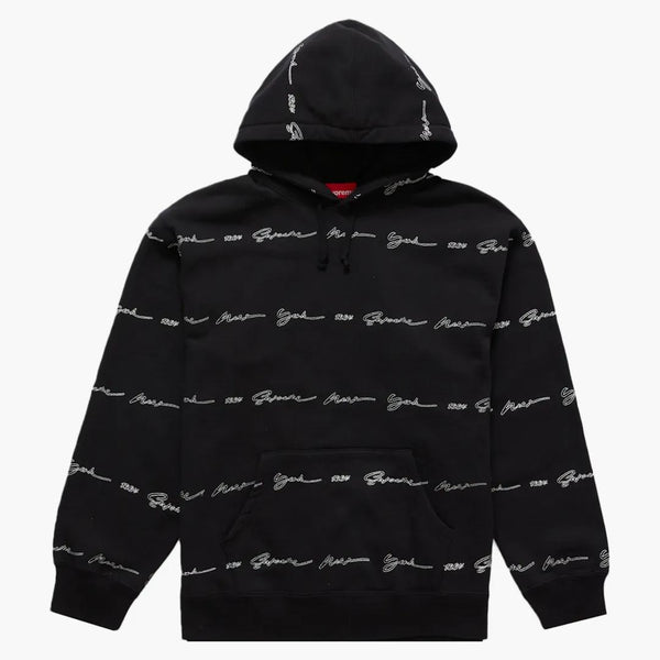 Supreme Script Stripe Hooded Sweatshirt Black