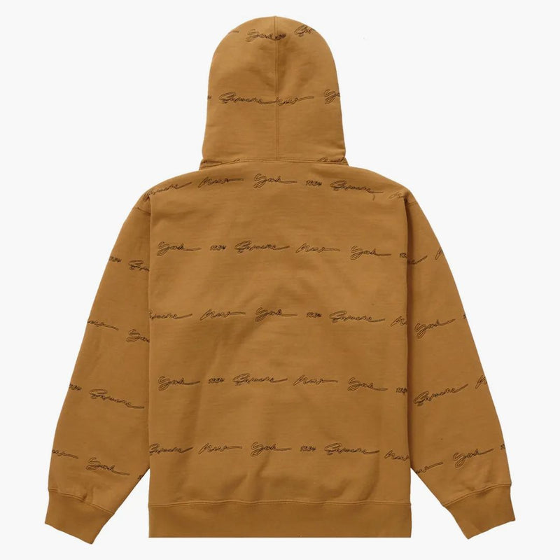 Supreme Script Stripe Hooded Sweatshirt Dark Mustard