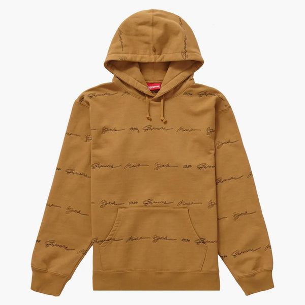 Supreme Script Stripe Hooded Sweatshirt Dark Mustard