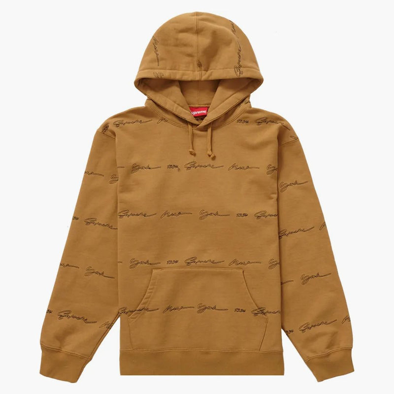 Supreme Script Stripe Hooded Sweatshirt Dark Mustard
