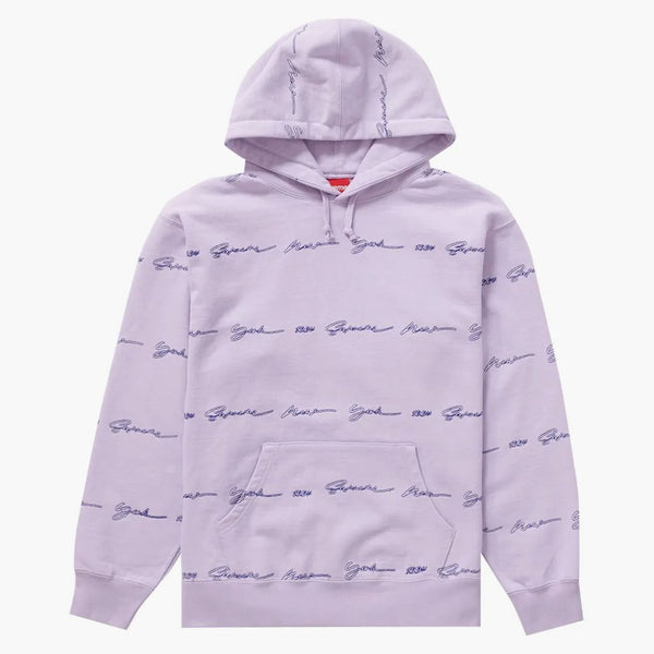 Supreme Script Stripe Hooded Sweatshirt Pale Purple