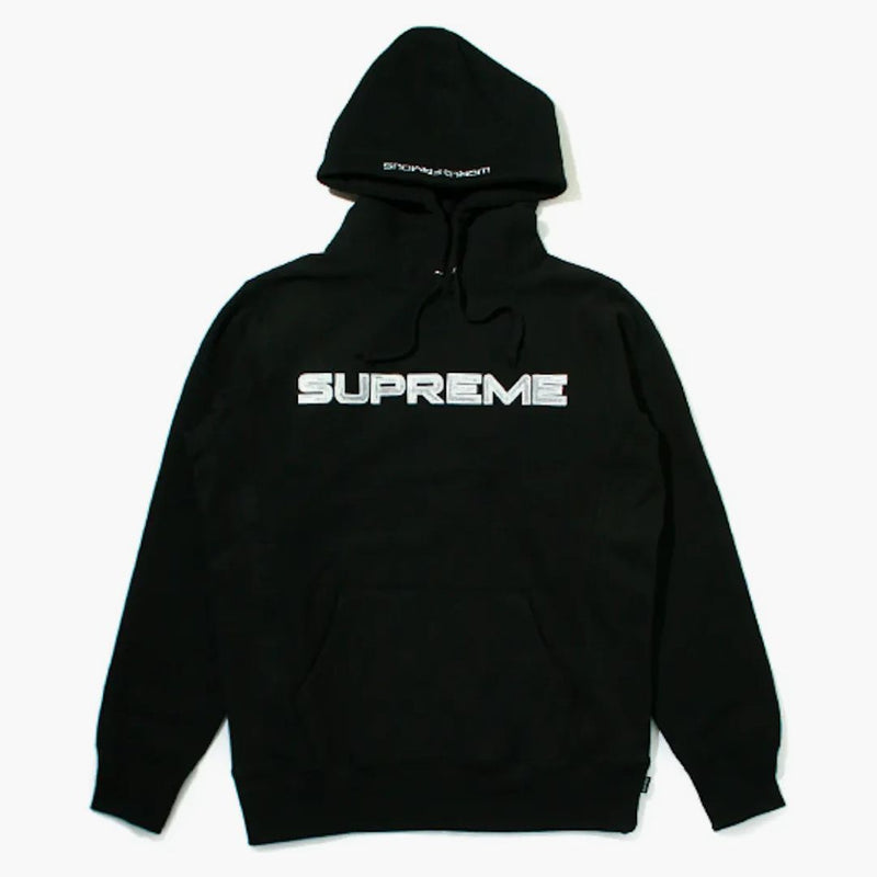 Nejvyšší flitrová logo s kapucí mikina černá
