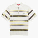 Supreme Sequin Stripe Zip Polo White