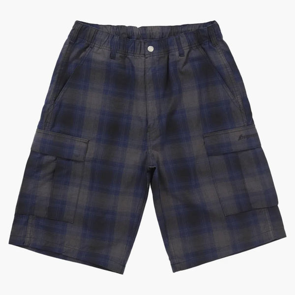 Supreme Shadow Plaid Cargo Short Navy