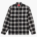 Supreme Shadow Plaid Flannel Zip Up Shirt Black