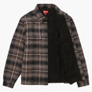 Nejvyšší shearling lemovaná flanelová košile černá