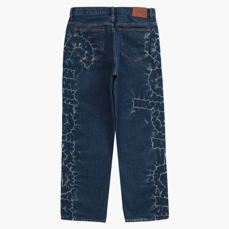 Nejvyšší shibori volný fit jean rigid indigo