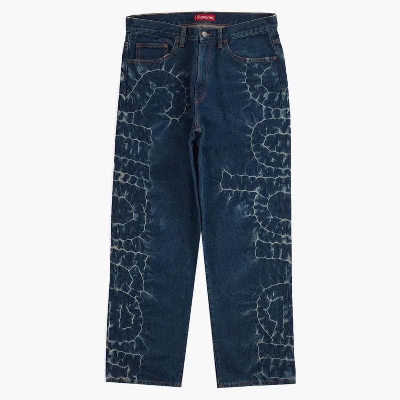 Nejvyšší shibori volný fit jean rigid indigo