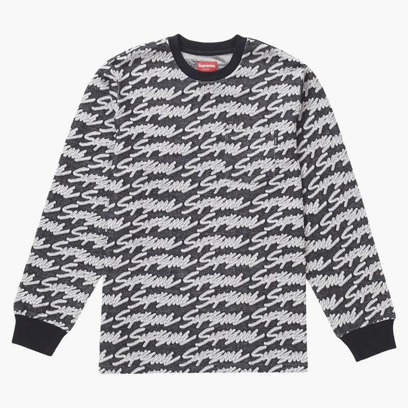 Supreme signature script logo l/s pocket tea black