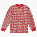 Supreme signature script logo l/s pocket tea red