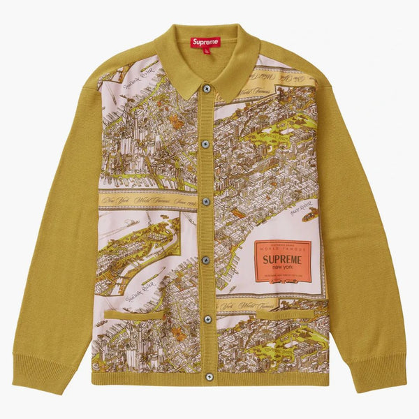 Supreme Silk Map Cardigan Mustard