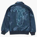 Supreme Silver Surfer Leather Varsity Jacket Blue