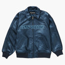 Supreme Silver Surfer Leather Varsity Jacket Blue