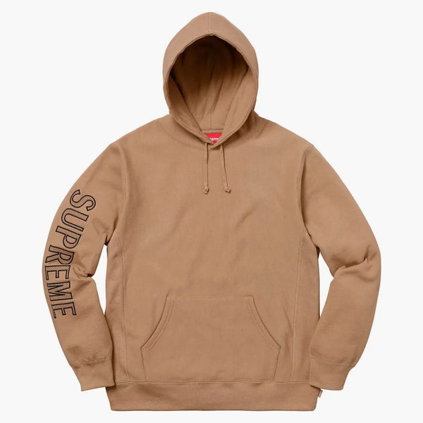 Supreme Sleeve Brodery Hooded Sweatshirt Light Brown