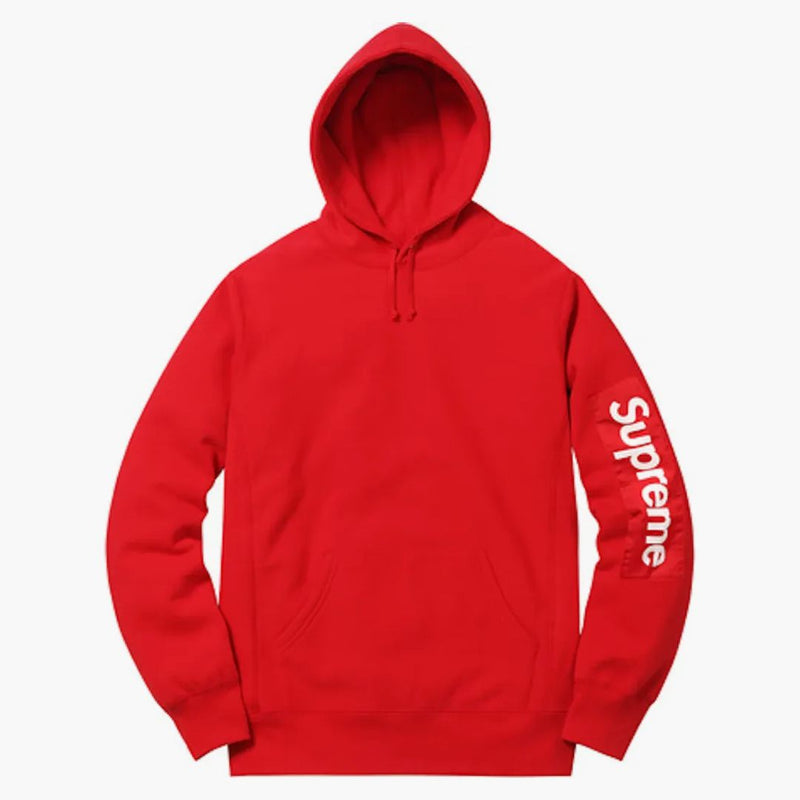Supreme maniche patch felpa con cappuccio rosso