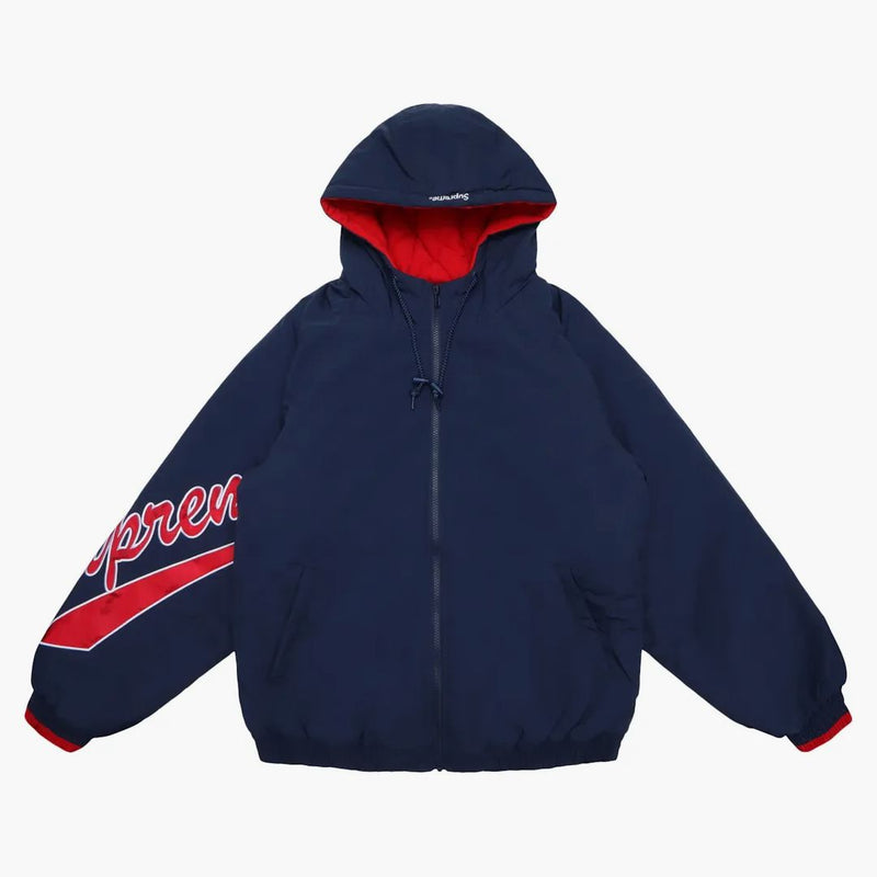 Supreme Sleeve script sideline jacket navy