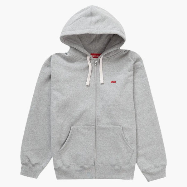 Supreme Small Box Drawcord Zip Up Hooded Sweatshirt Heather Grey