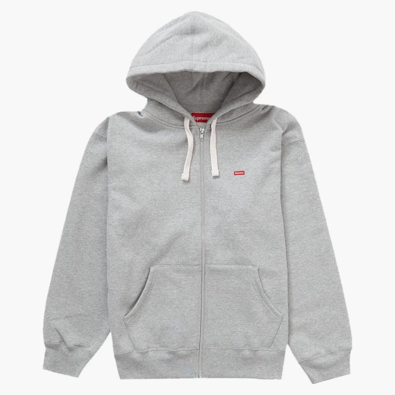 Supreme Small Box Drawcord Zip Up Hooded Sweatshirt Heather Grey