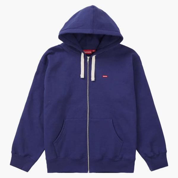 Supreme Small Box Drawcord Zip Up Hooded Sweatshirt Washed Navy