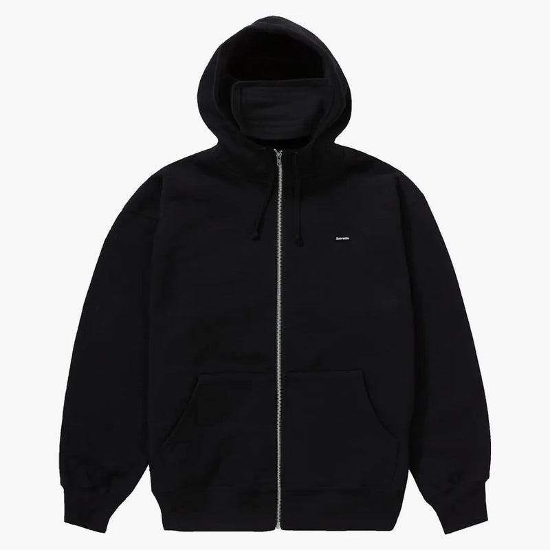 Nejvyšší malá krabička na obličej na zip Up Hooded Mikina černá