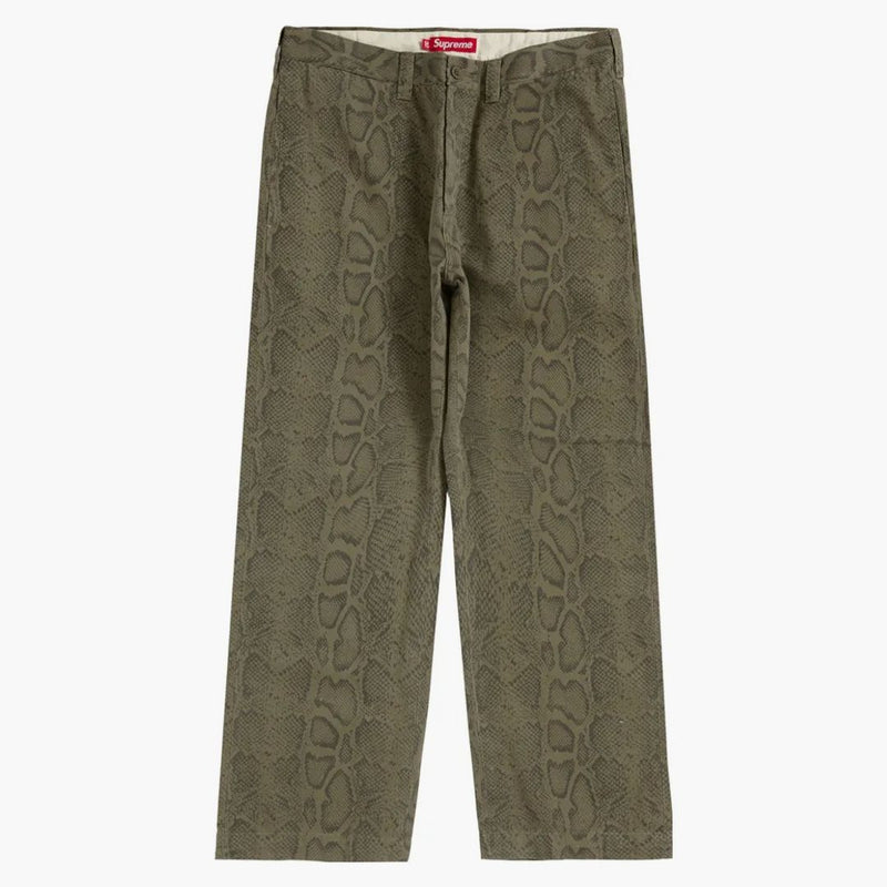 Pant di pantaloni chino con stampa suprema di serpente