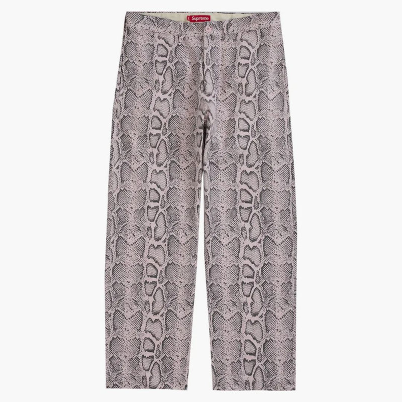 Högsta ormtryck chino byxa blekrosa