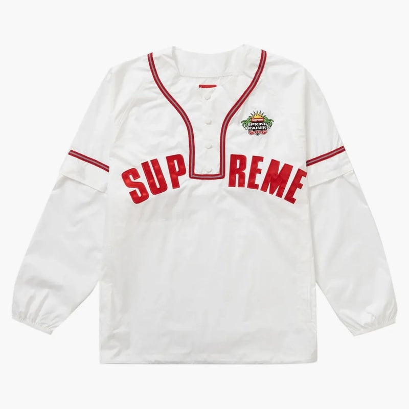 Nejvyšší snímkový rukáv l/s baseballový top bílý
