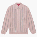 Supreme Speckle Stripe Zip Up Cardigan Pink