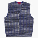 Supreme Speckled Zip Up Sweater Vest Blue