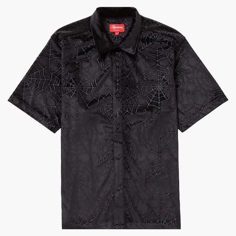 Supreme Spider Web Velvet S/S Shirt Black