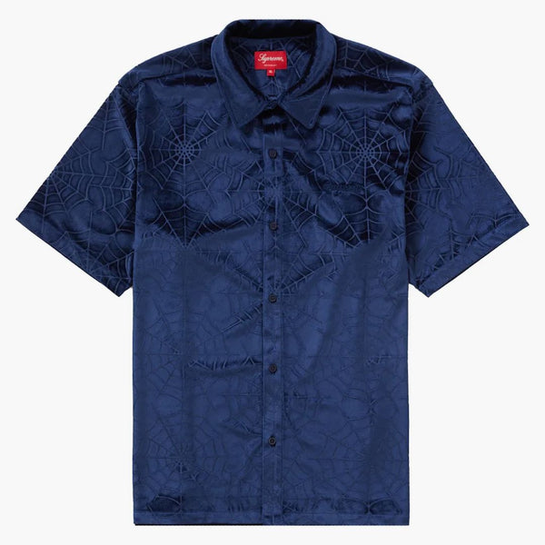 Supreme Spider Web Velvet S/S Shirt Navy