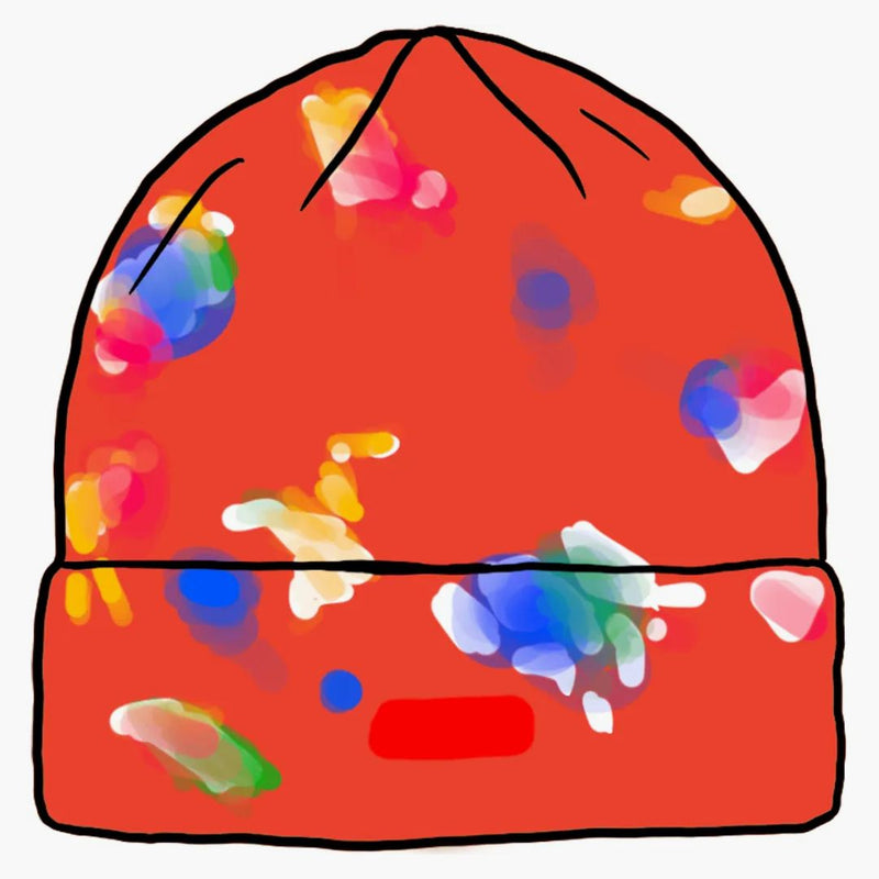 Supreme splatter dyed beanie red
