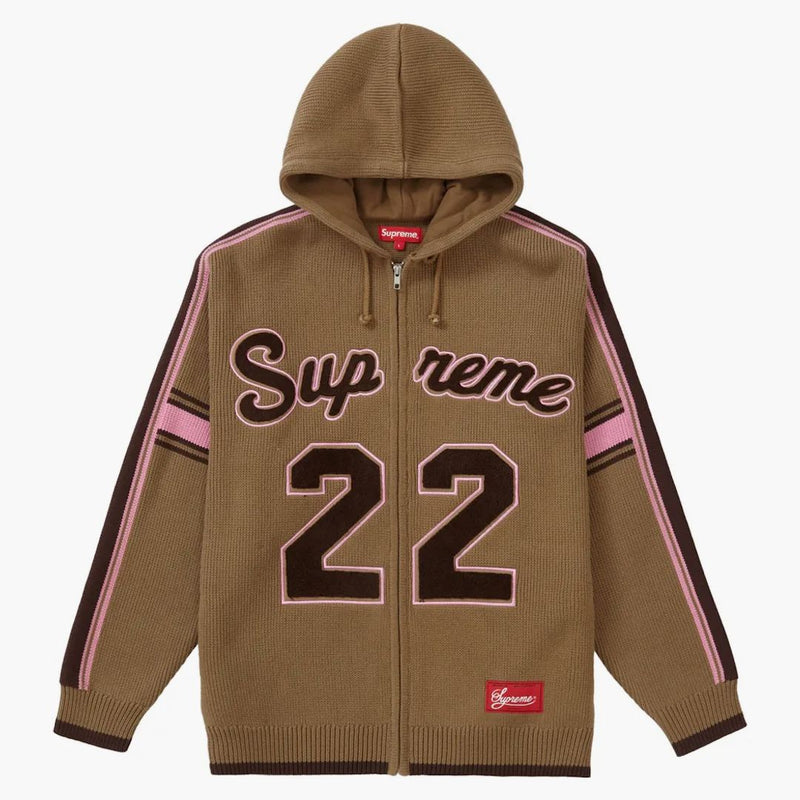 Nejvyšší sport zip svetr s kapucí světle hnědý