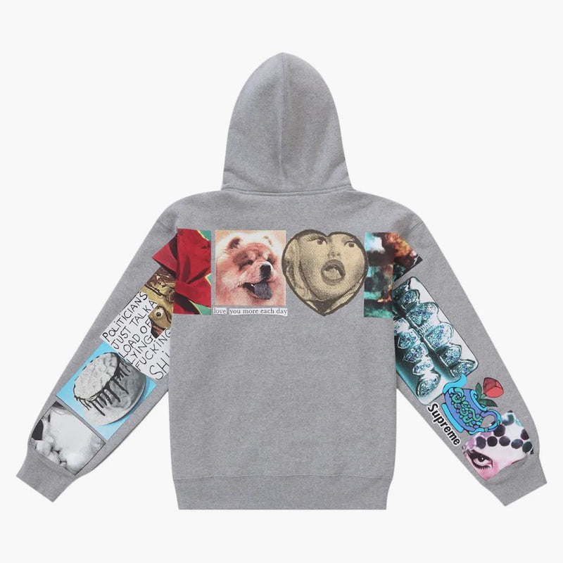Supreme Spread Zip Up Hooded Sweatshirt Heather Grey