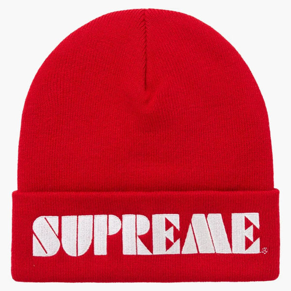 Supreme stencil beanie red