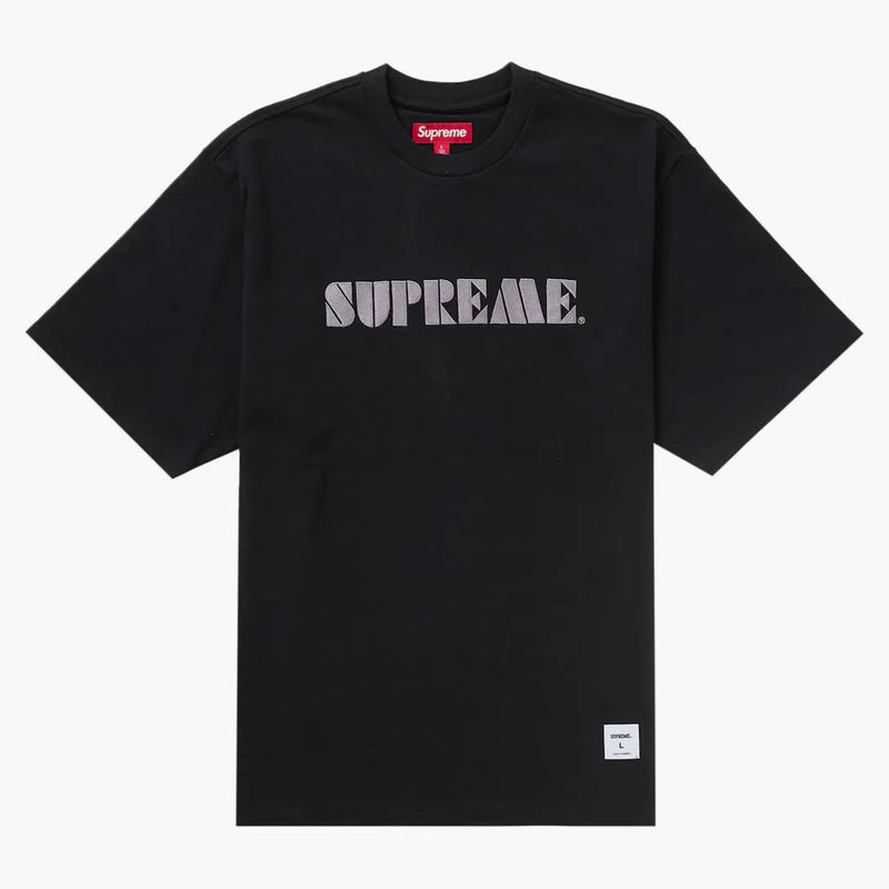 Najwyższy haftowany szablon S/S TOP Black