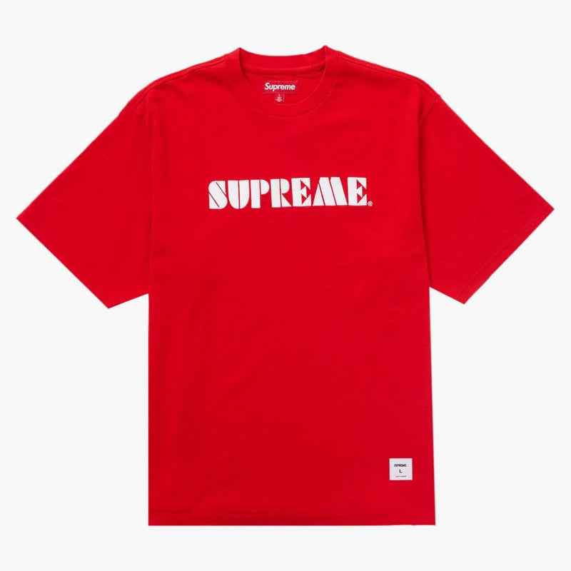 Supreme stencil embroideded s/s top red