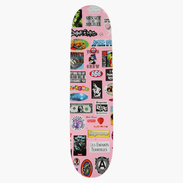 Supreme Stickers Skateboard Deck Pink