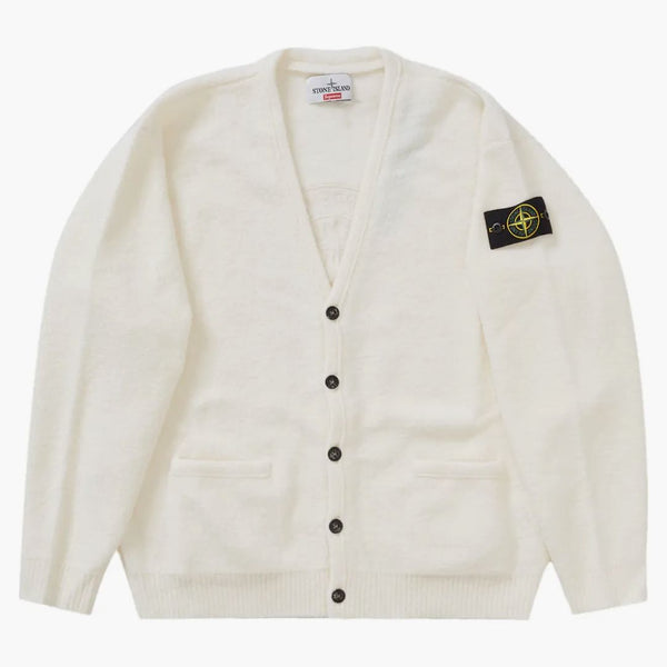 Supreme Stone Island Bouclé Cardigan White