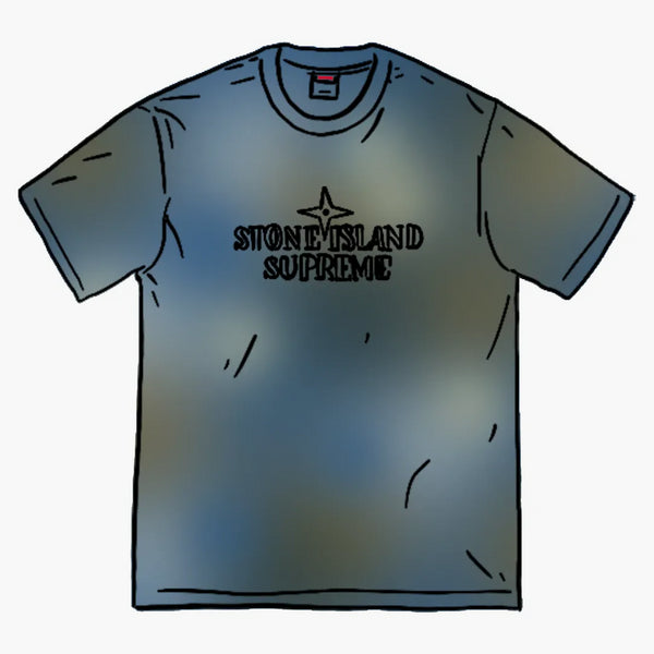 Supreme Stone Island Embroidered Logo S/s Top Dark Blue