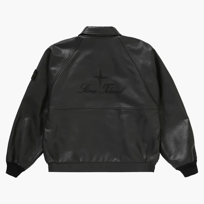 Supreme Stone Island Leather Bomber Jacket Black