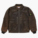 Supreme Stone Island Leather Bomber Jacket Brown