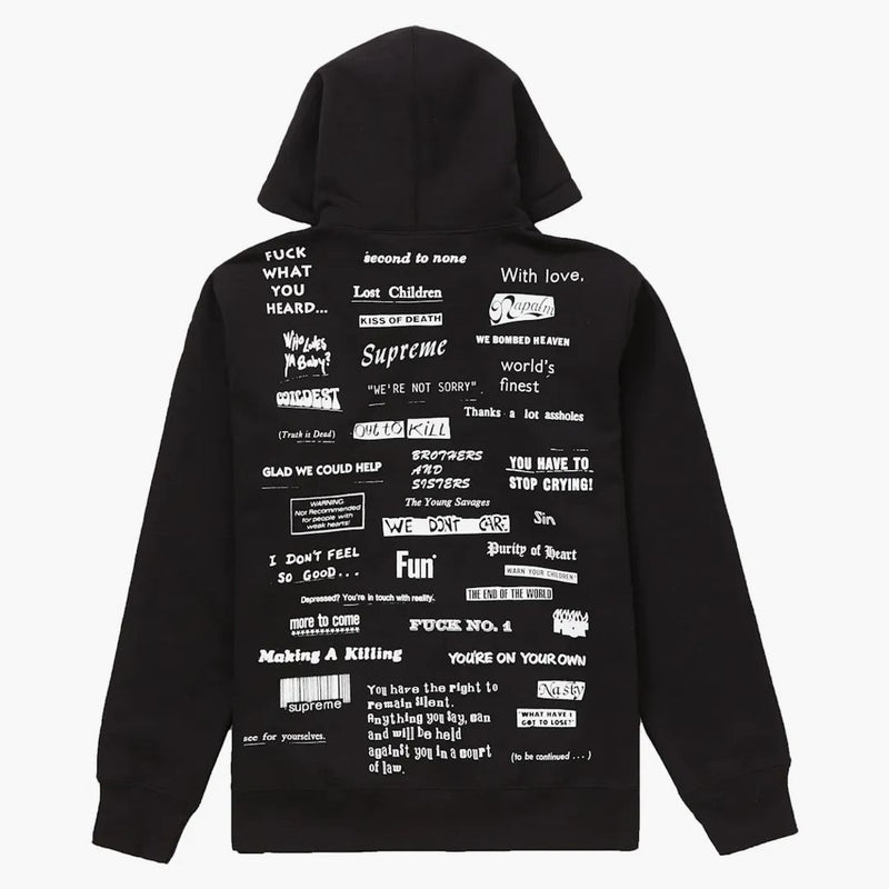 Supreme Stop Crying Hooded Sweatshirt svart