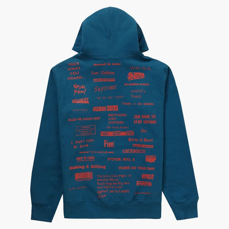 Supreme Stop Crying Hooded Sweatshirt Marine Blue