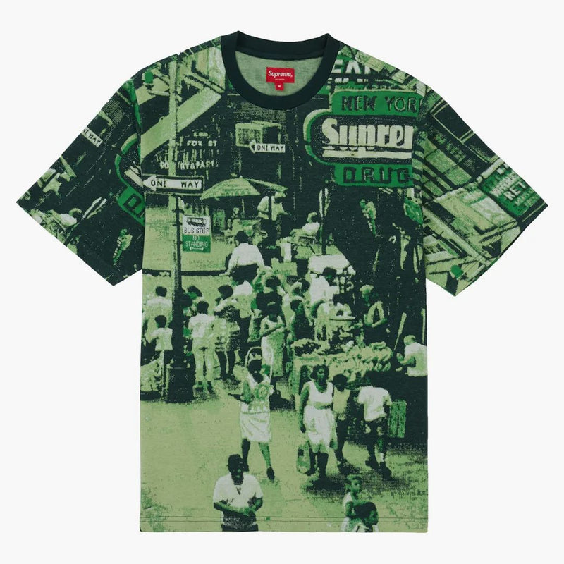Suprema Street Scene Jacquard S/S Top Green