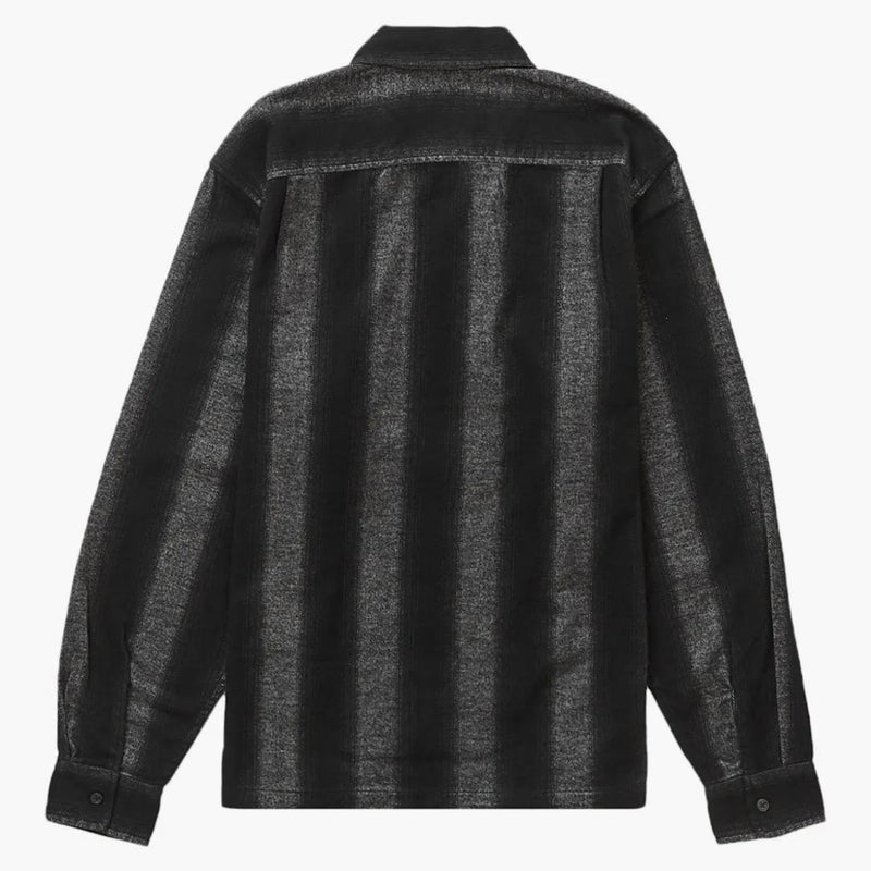Nejvyšší pruhovací flanel na zip Up košile černá