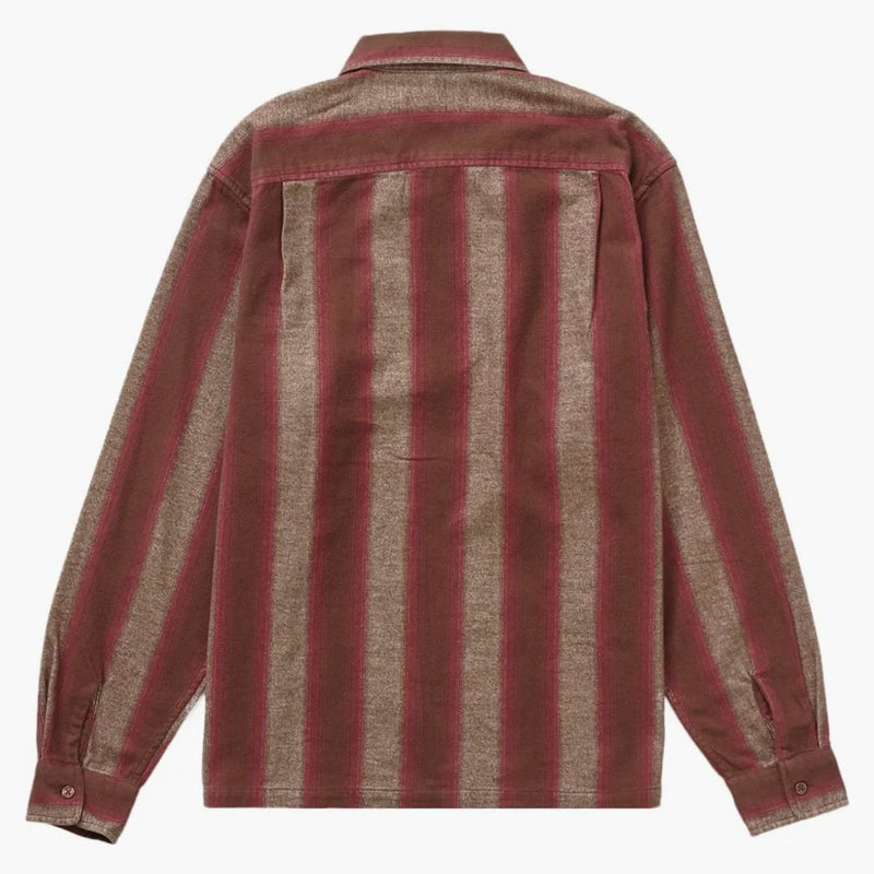 Supreme Stripe Flannel Zip Up Shirt Brown